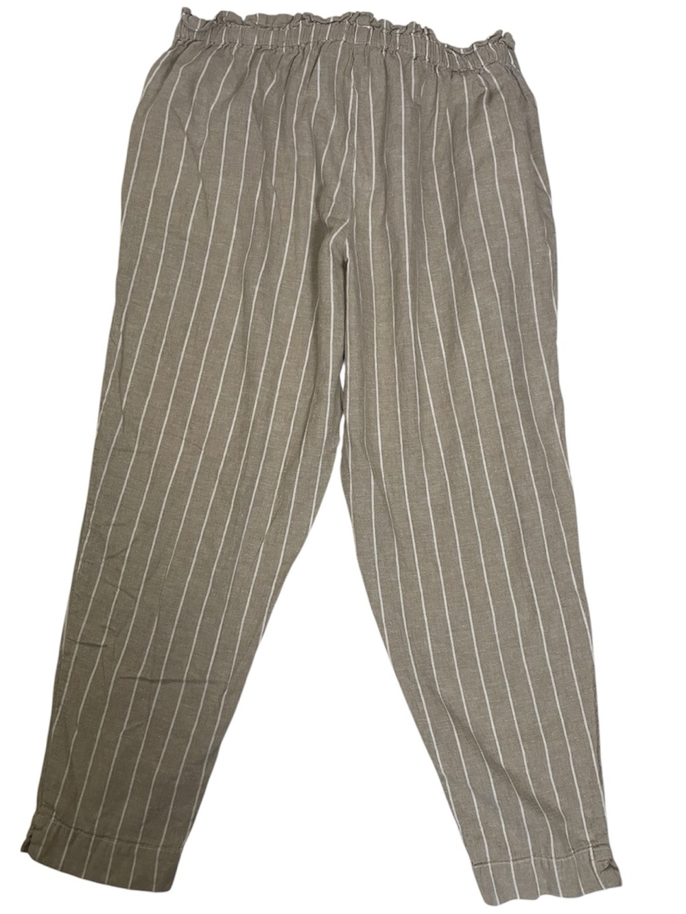 Beachlunchlounge Linen Blend Pinstripe Drawstring Pants XL Coastal Boho Casual - Picture 2 of 11